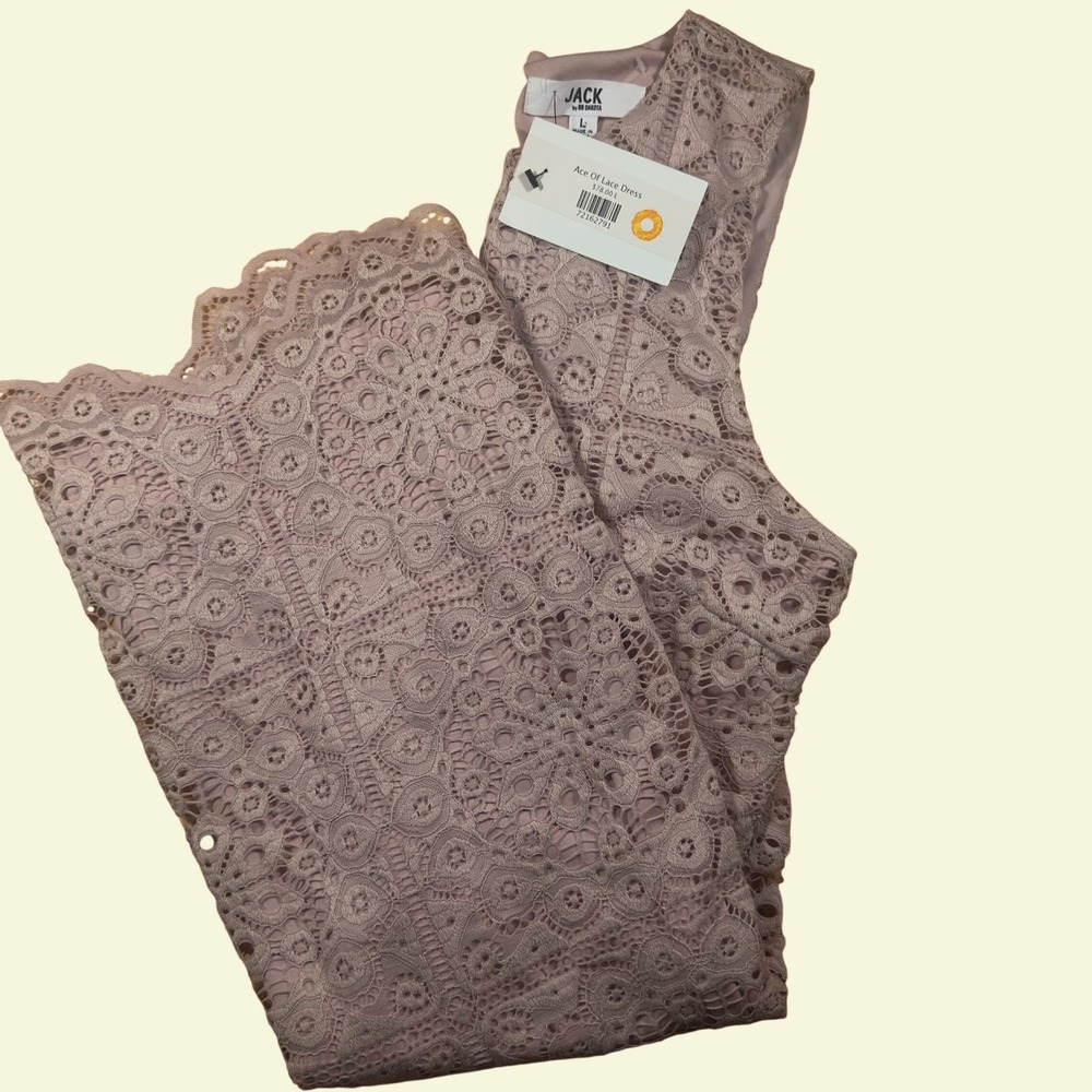 Jack by BB Dakota Lace Dress Sleeveless Party Cocktail Lined Dress Womens Pink L